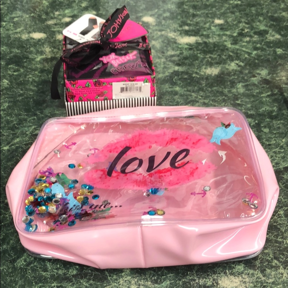 Betsey Johnson Crew Socks and a Makeup Bag